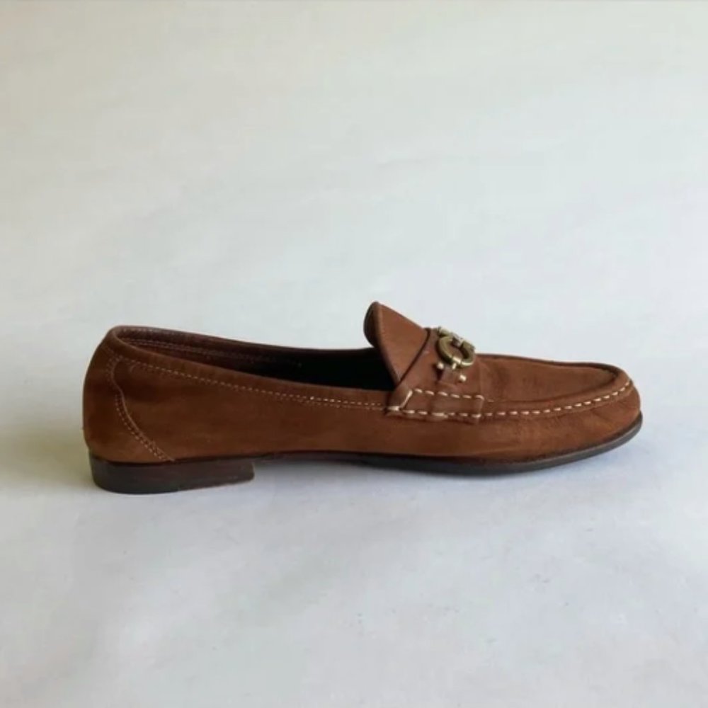 Salvatore Ferragamo Tan Suede Oxford Loafers size 9 - Picture 4 of 15
